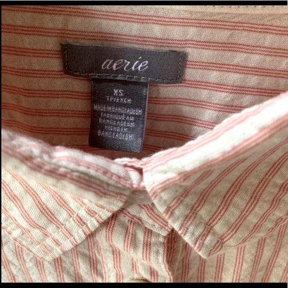 Aerie Boyfriend Ticking Stripe Oversized Button Down in Pink. Size XS. NWOT. - Picture 4 of 6